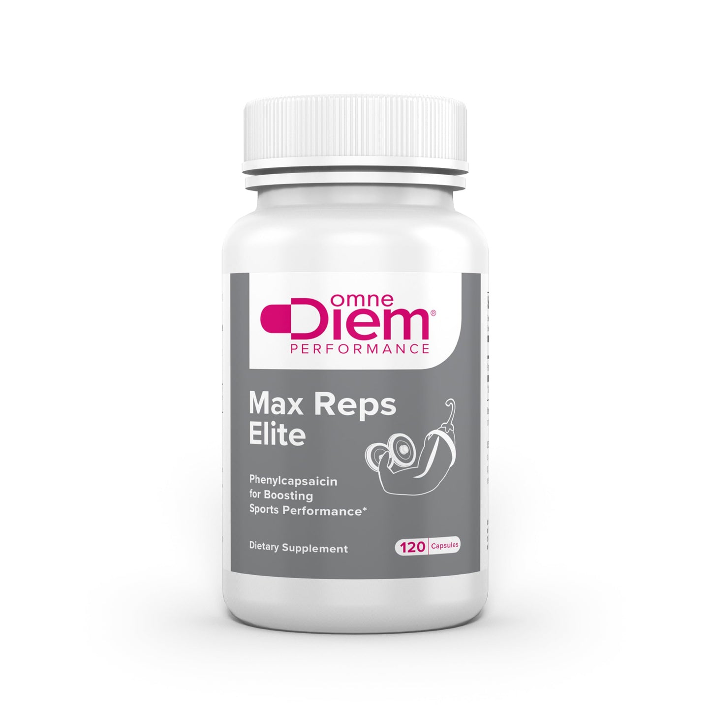 Omne Diem Max Reps Elite Capsules - Phenylcapsaicin Sports Performance Supplement - 120 ct