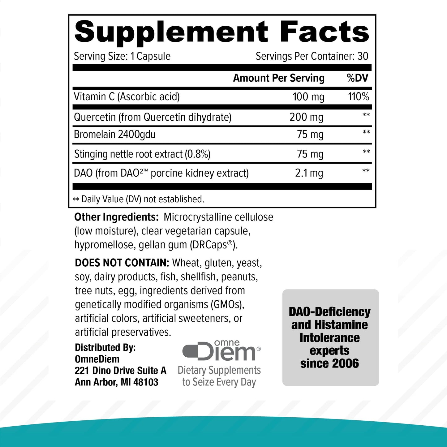 Histamine Complete - Histamine Digest Seasonal Support & Dietary Histamine Support 30 Caps