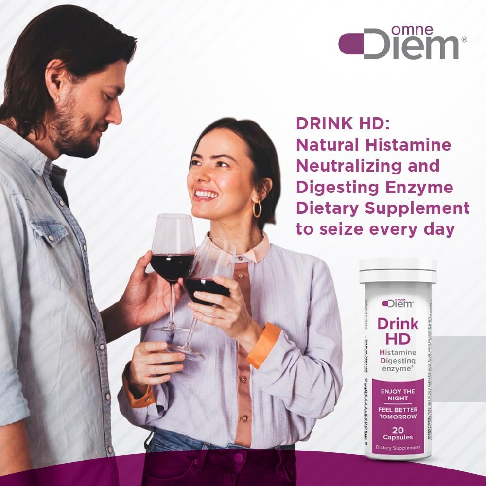DrinkHD DAO Enzyme Supplement: Natural Histamine Neutralizing Enzyme – Diamine Oxidase - 20 Capsules S